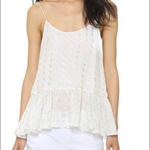 Club Monaco Benicia Metallic/Silk Ruffle Camisole